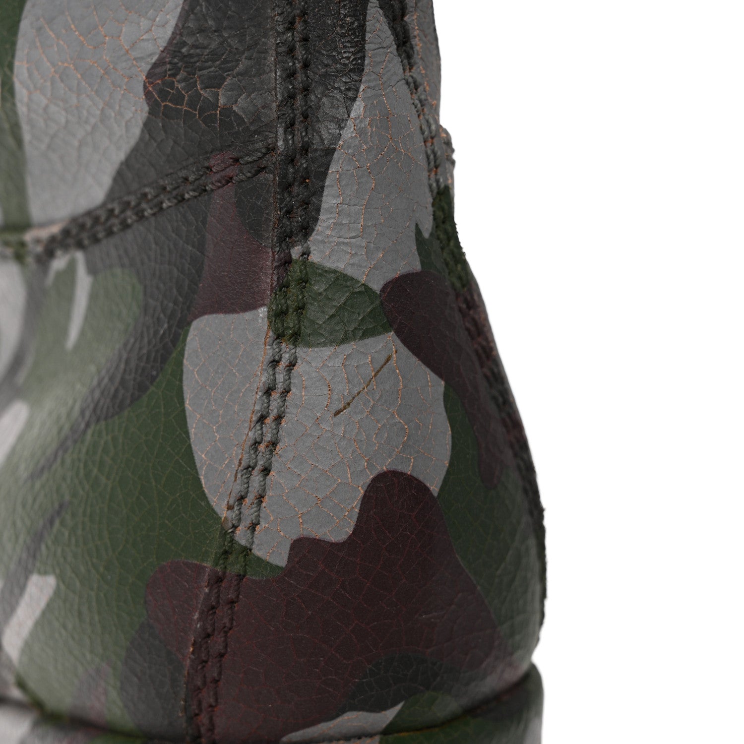 Miu Miu Crackled Calfskin Camo Print Womens Wedge Platform Combat Boots 37.5 Multicolor 13 of 14