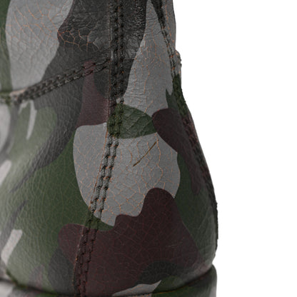 Miu Miu Crackled Calfskin Camo Print Womens Wedge Platform Combat Boots 37.5 Multicolor 13 of 14