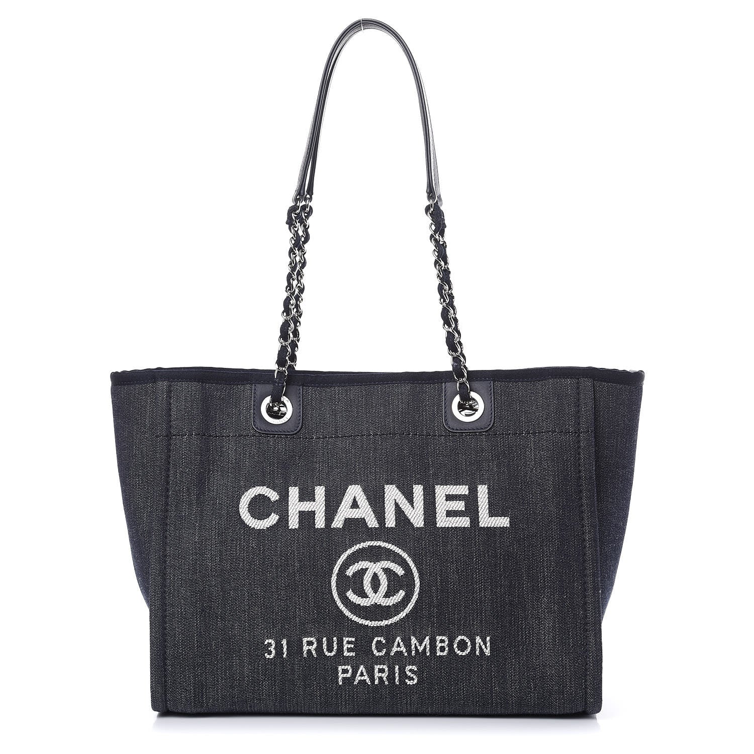 Chanel Denim Small Deauville Tote Dark Blue 1 of 9