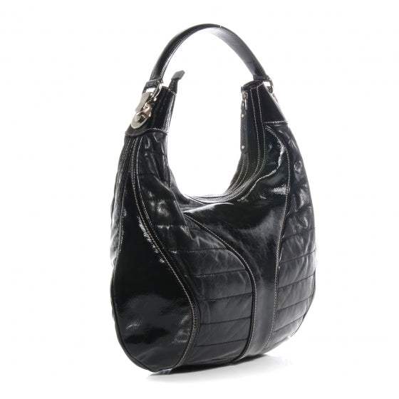 Gucci Patent Leather Medium Snow Glam Hobo Black 3 of 7