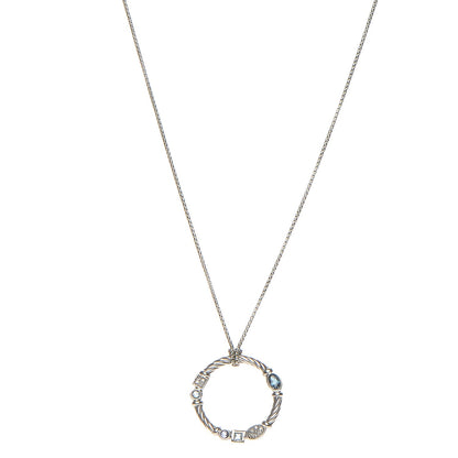 David Yurman Sterling Silver Diamond Blue Topaz Iolite Aquamarine Confetti Pendant Necklace 1 of 6