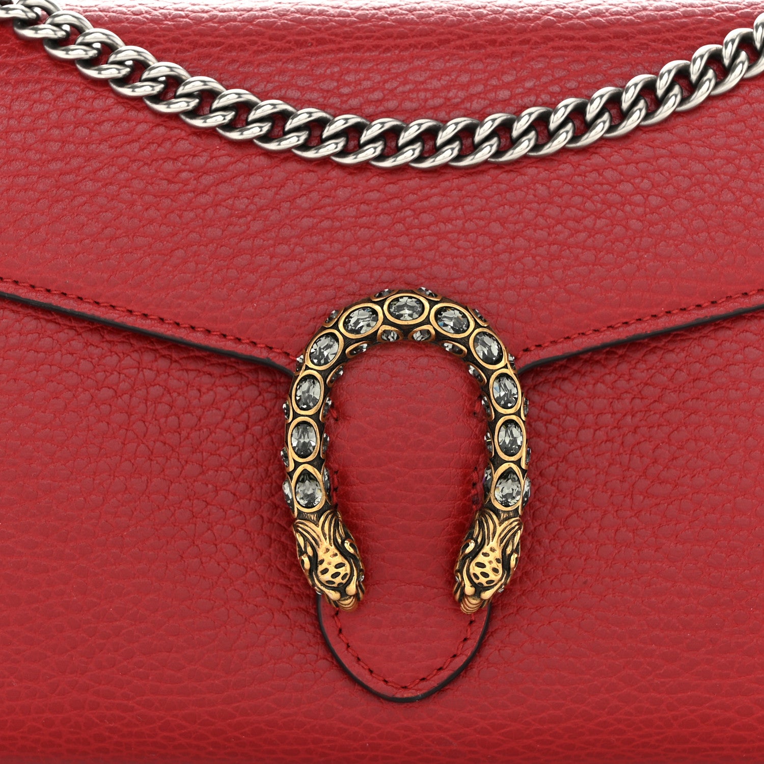 Gucci Calfskin Mini Dionysus Chain Wallet Hibiscus Red 8 of 10