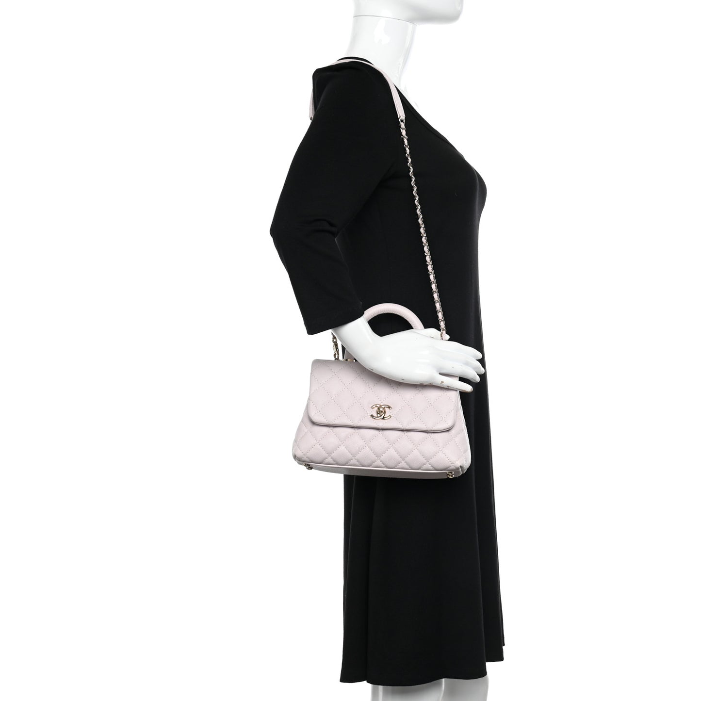 Caviar Quilted Mini Coco Handle Flap Light Pink