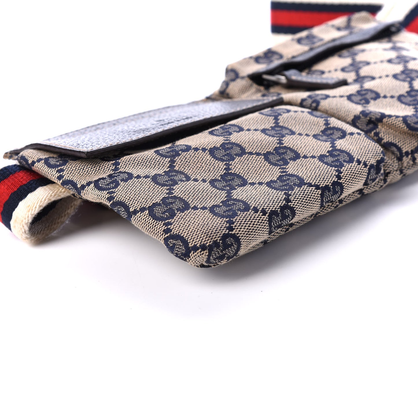 GG Monogram Web Double Pocket Belt Bag Navy