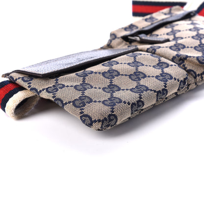 Gucci GG Monogram Web Double Pocket Belt Bag Navy 5 of 8