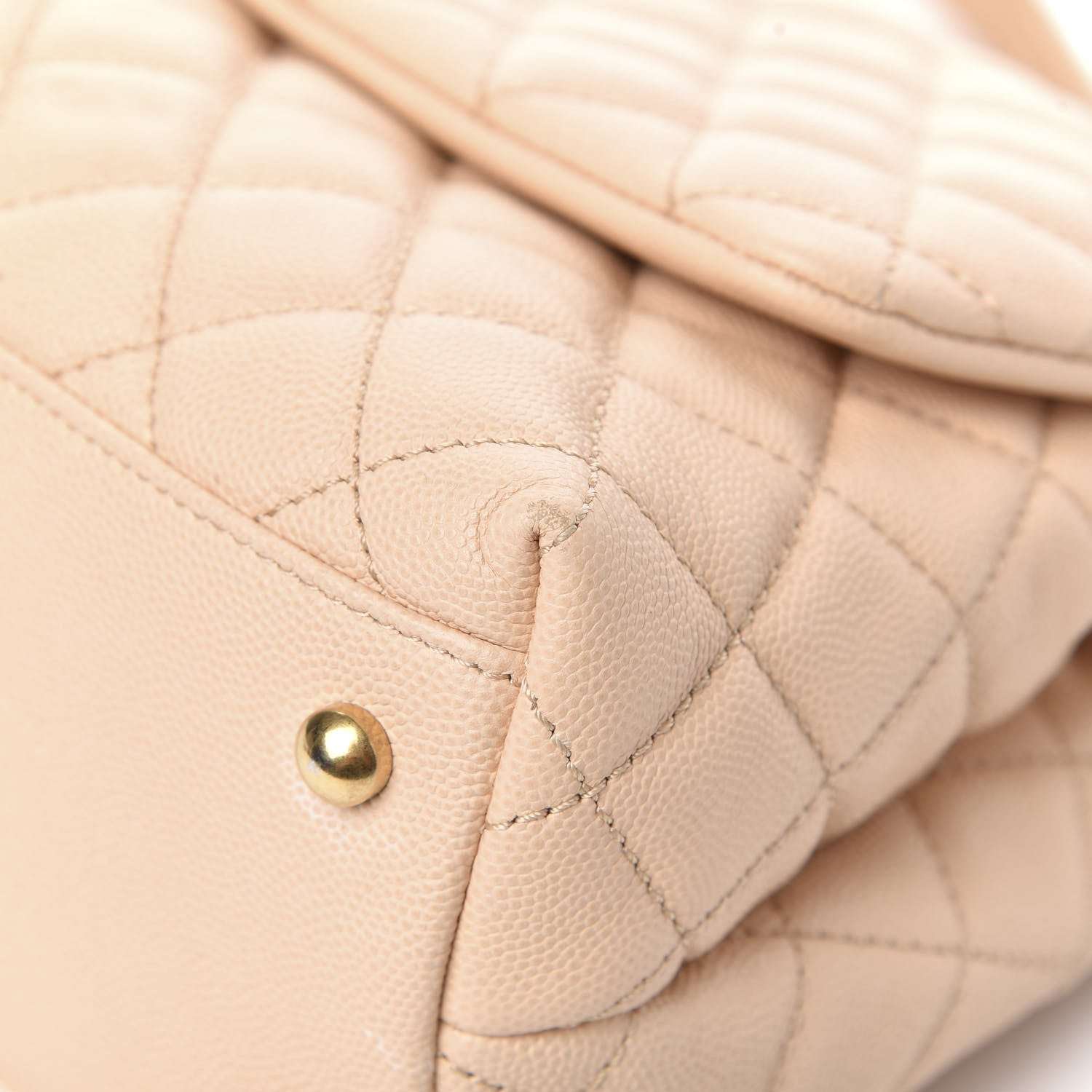 Chanel Caviar Quilted Small Coco Handle Flap Beige 10 of 12