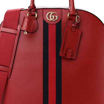 Gucci Textured Dollar Calfskin Web Small Savoy Bowling Tote Red 8 of 10