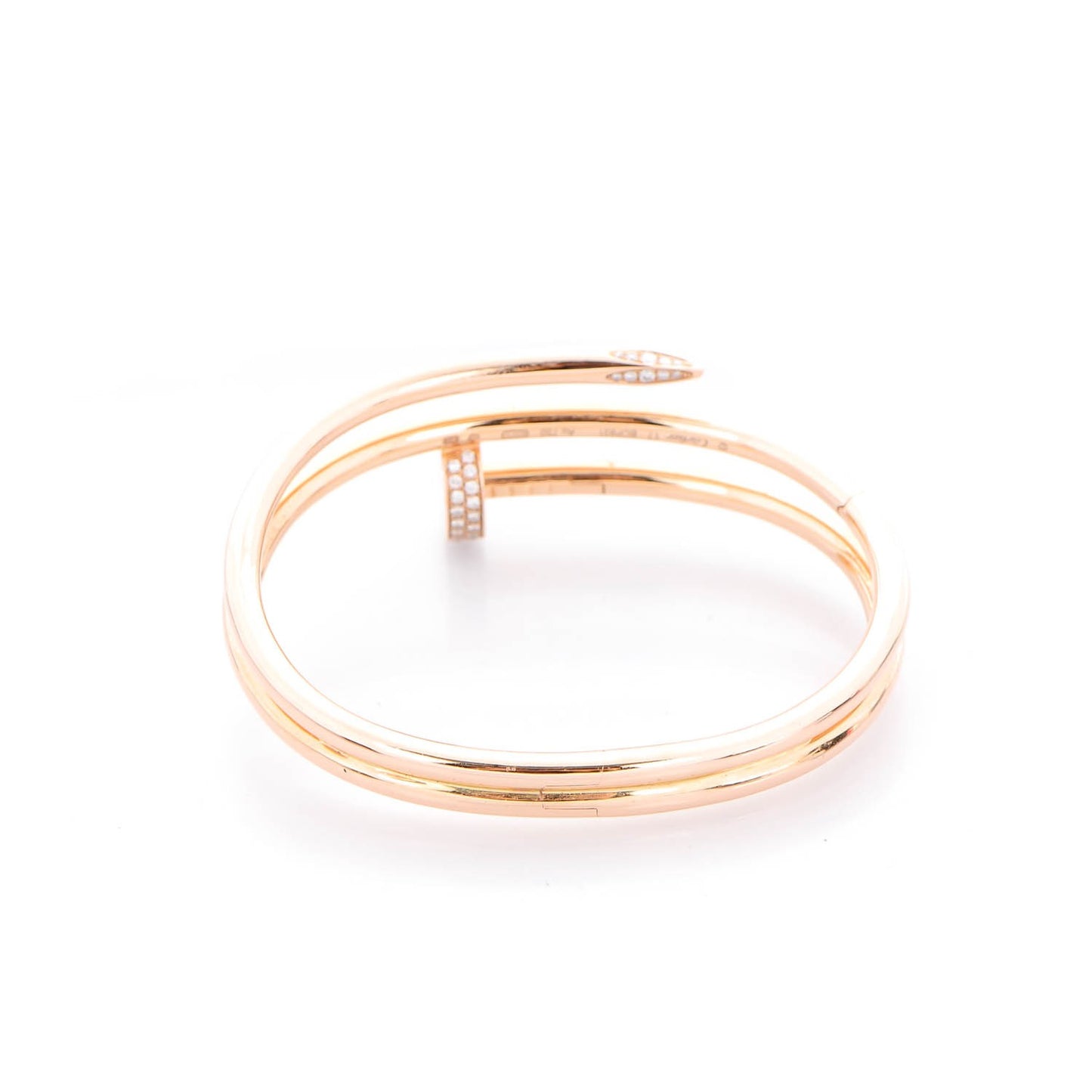 18K Pink Gold Diamond Double Wrap Juste Un Clou Bracelet 17