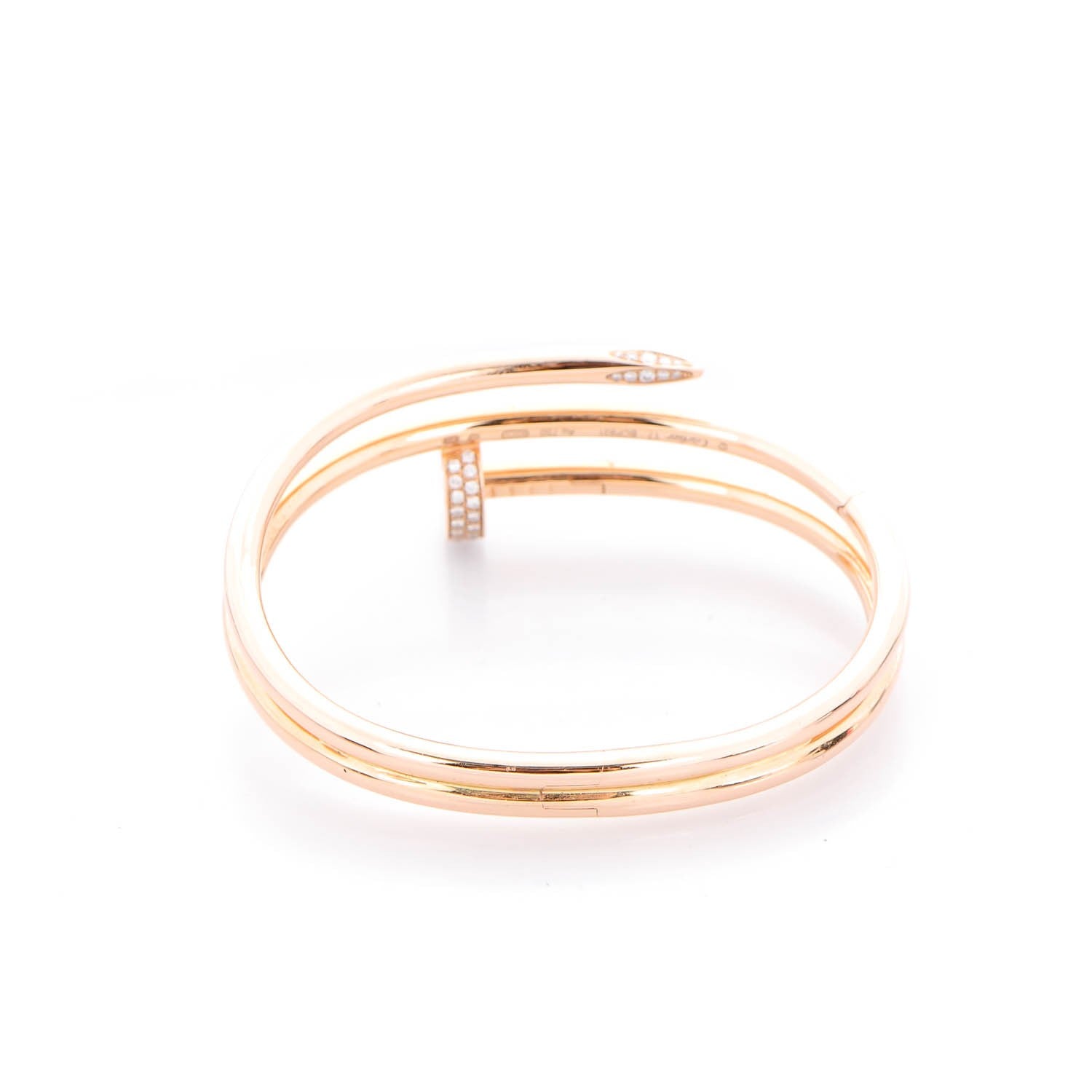 Cartier 18K Pink Gold Diamond Double Wrap Juste Un Clou Bracelet 17 3 of 4