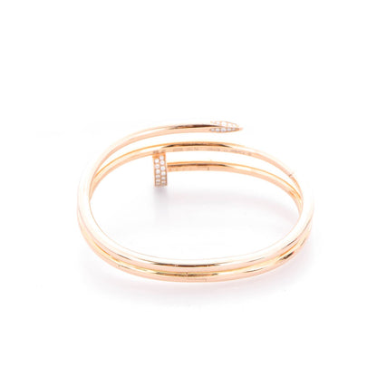 Cartier 18K Pink Gold Diamond Double Wrap Juste Un Clou Bracelet 17 3 of 4