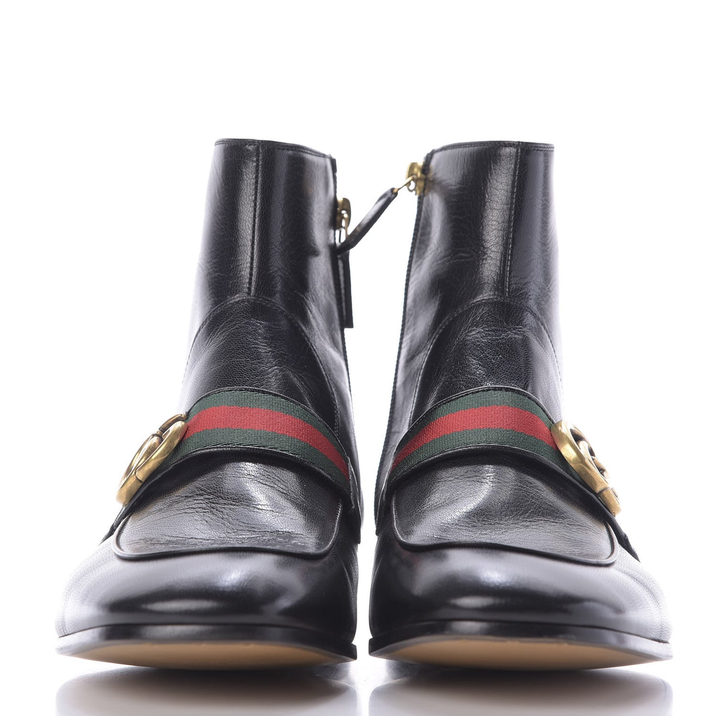 Goatskin Web Mens GG Ankle Boots 9.5 Black