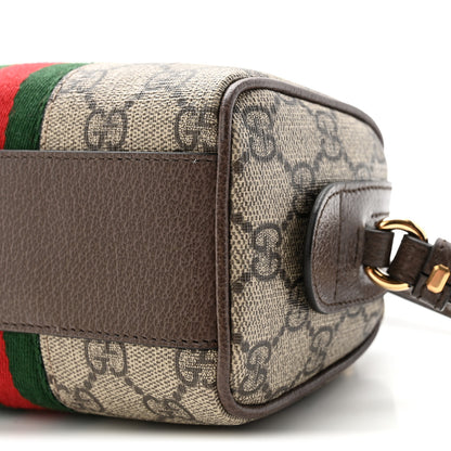 Gucci GG Supreme Monogram Textured Dollar Calfskin Web Super Mini Ophidia Top Handle Bowler Bag Beige Ebony New Acero 10 of 10
