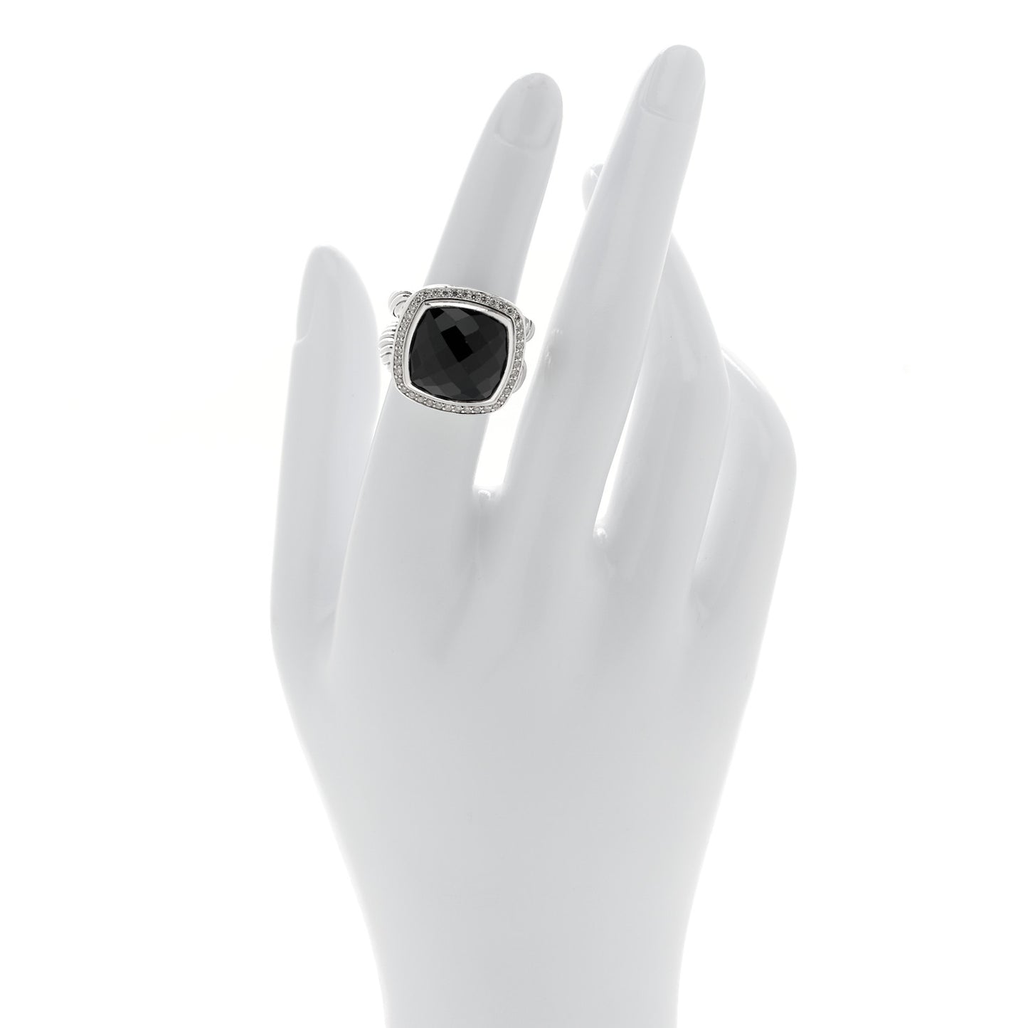 Sterling Silver Diamond Black Onyx 14mm Albion Statement Ring 52 6