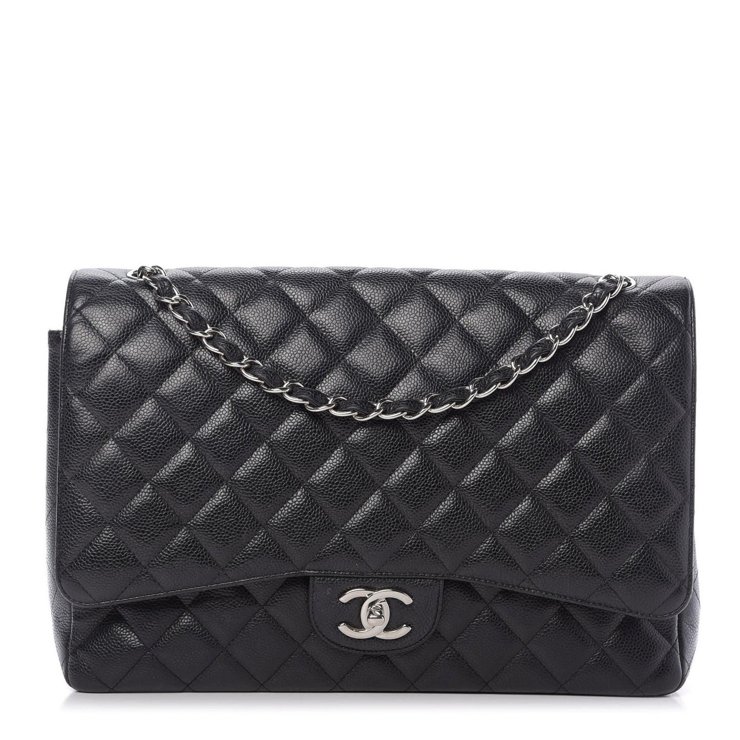 Caviar Quilted Maxi Double Flap Black