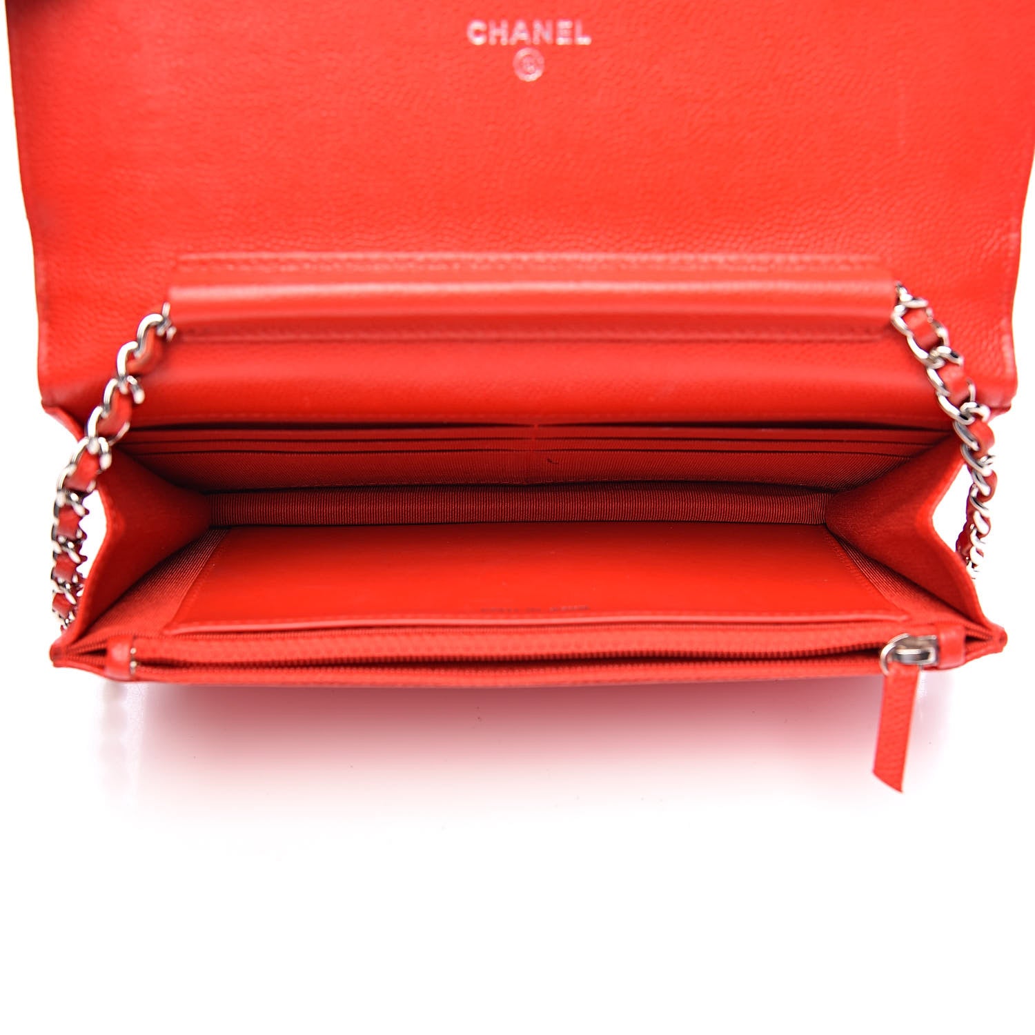 Chanel Caviar Chevron Quilted Wallet On Chain WOC Red 5 of 18