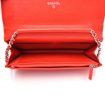 Chanel Caviar Chevron Quilted Wallet On Chain WOC Red 5 of 18