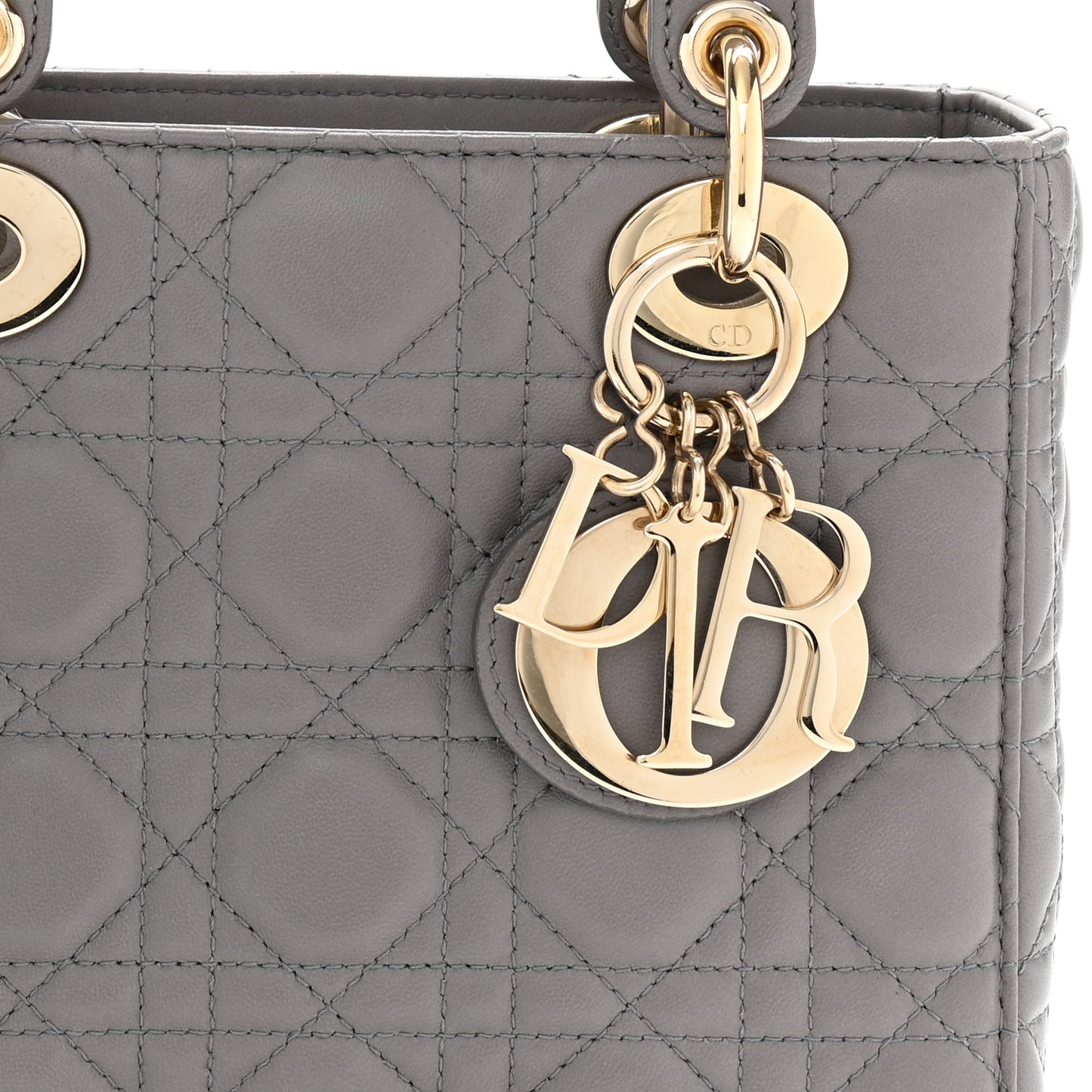 Lambskin Cannage Small Lucky Badges My Lady Dior Grey