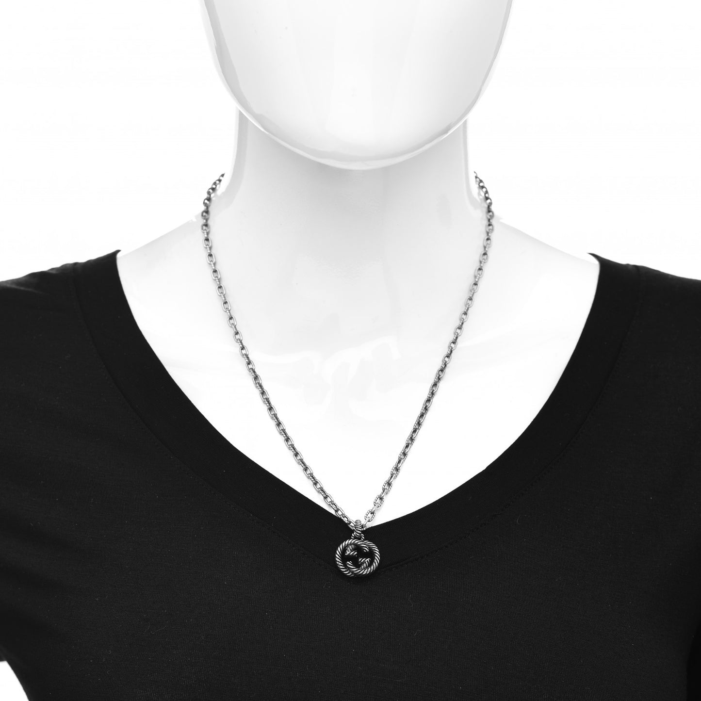 Sterling Silver Small Interlocking G Pendant Necklace