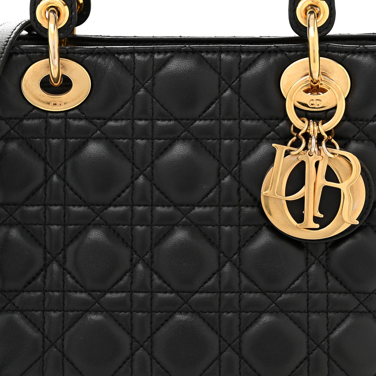 Christian Dior Lambskin Cannage Medium Lady Dior Black 8 of 12