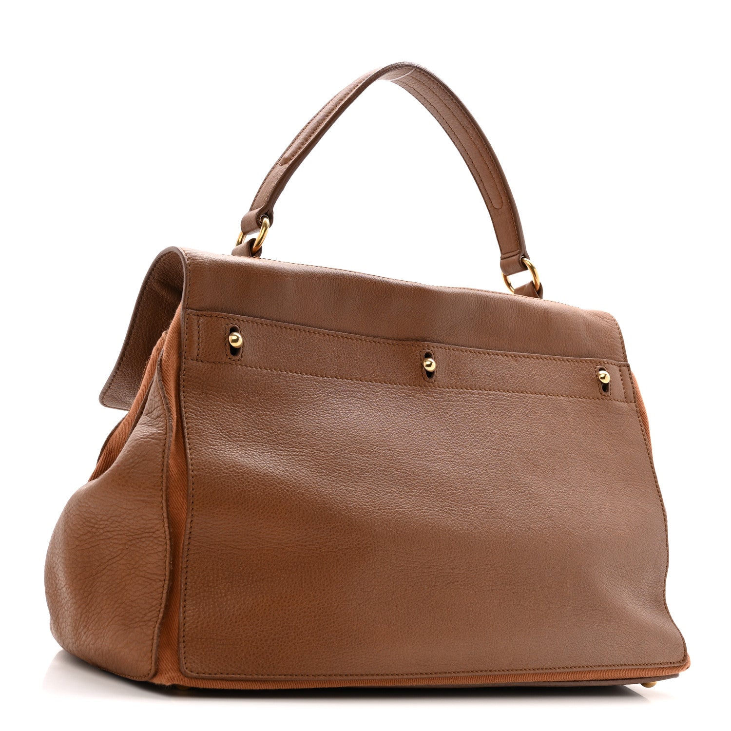 Saint Laurent Calfskin Canvas Large Muse Two Brown 3 of 17