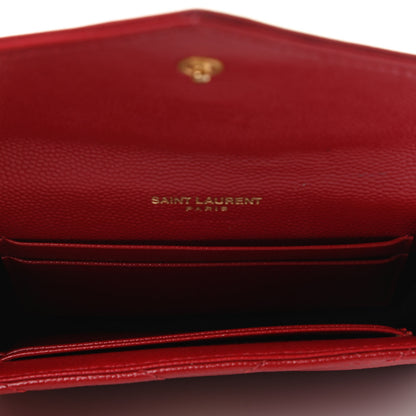 Saint Laurent Grain De Poudre Matelasse Chevron Small Monogram Envelope Wallet Rouge Eros 4 of 4
