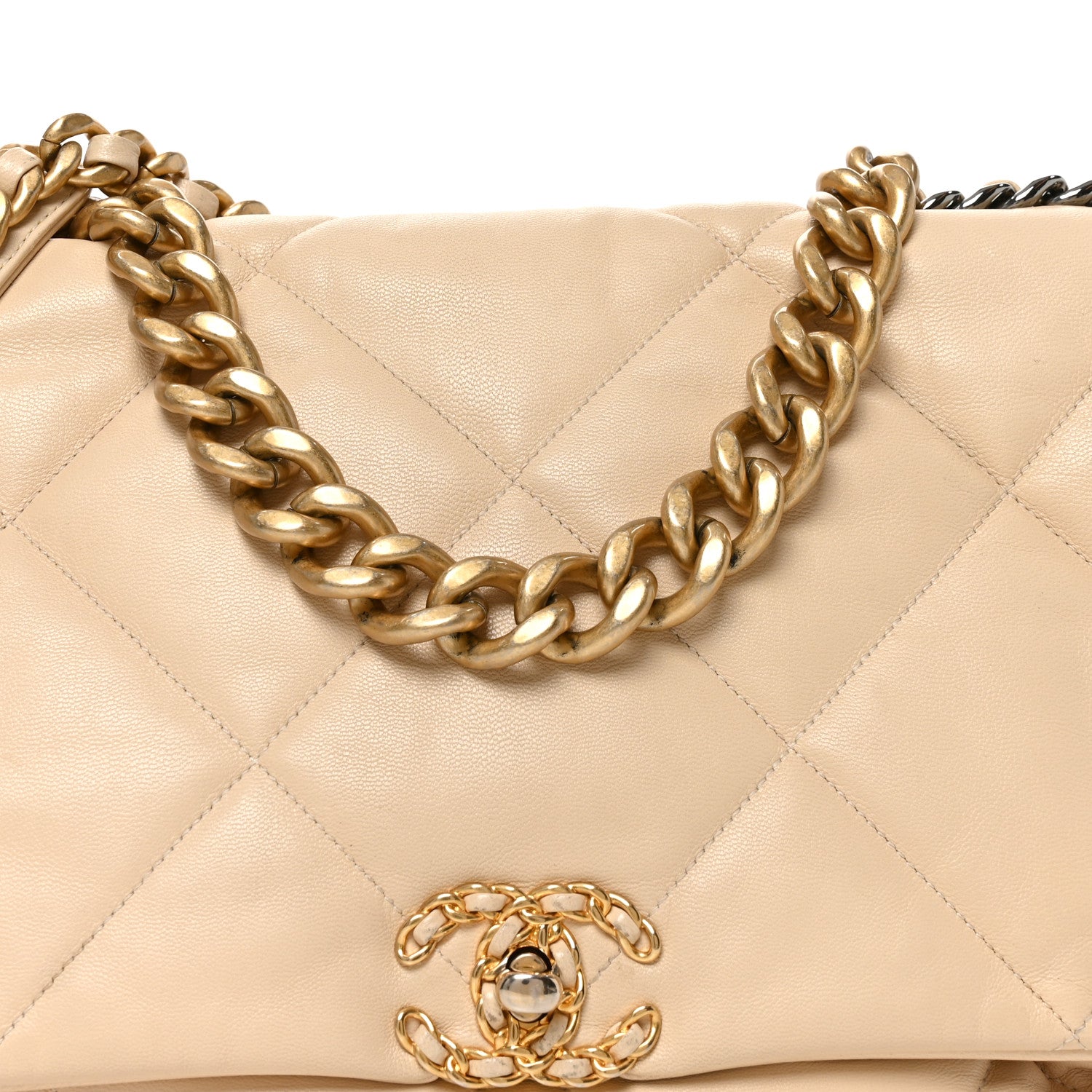 Chanel Lambskin Quilted Maxi Chanel 19 Flap Beige 8 of 10