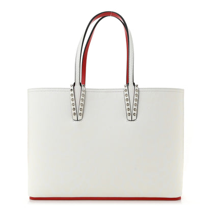 Christian Louboutin Calfskin Leopard Print Spikes Small East West Cabata Tote Snow 1 of 11