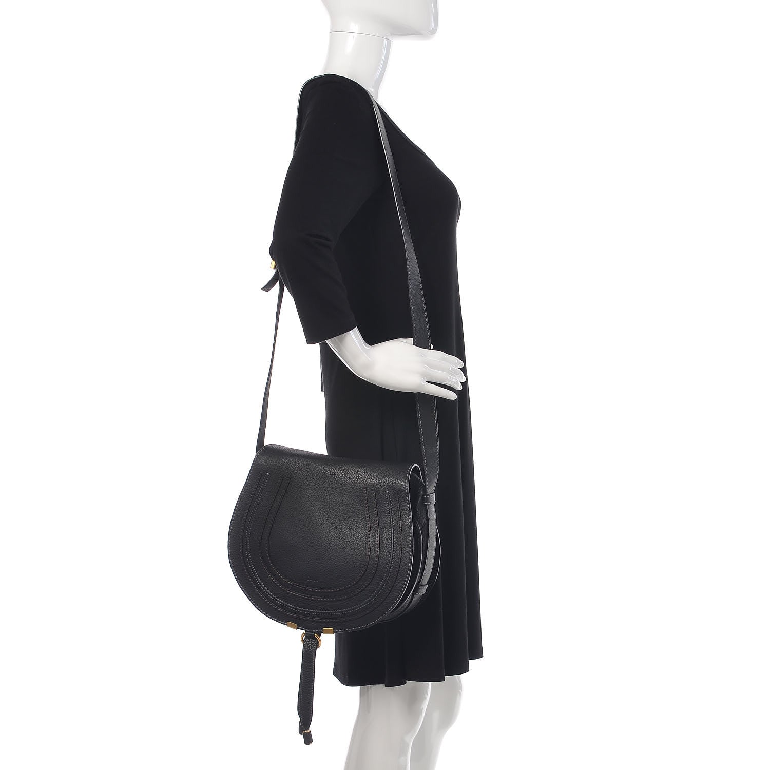Chloe Calfskin Medium Marcie Round Crossbody Bag Black 2 of 9
