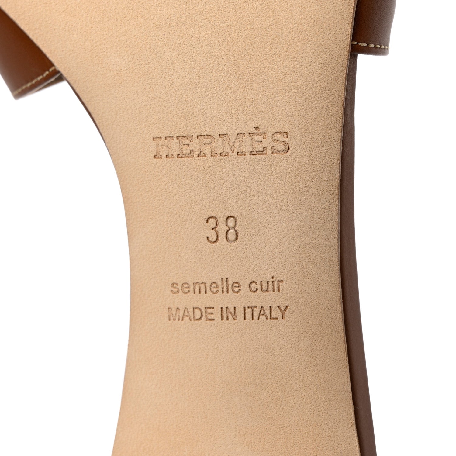Hermes Calfskin Oasis Sandals 38 Gold 8 of 9