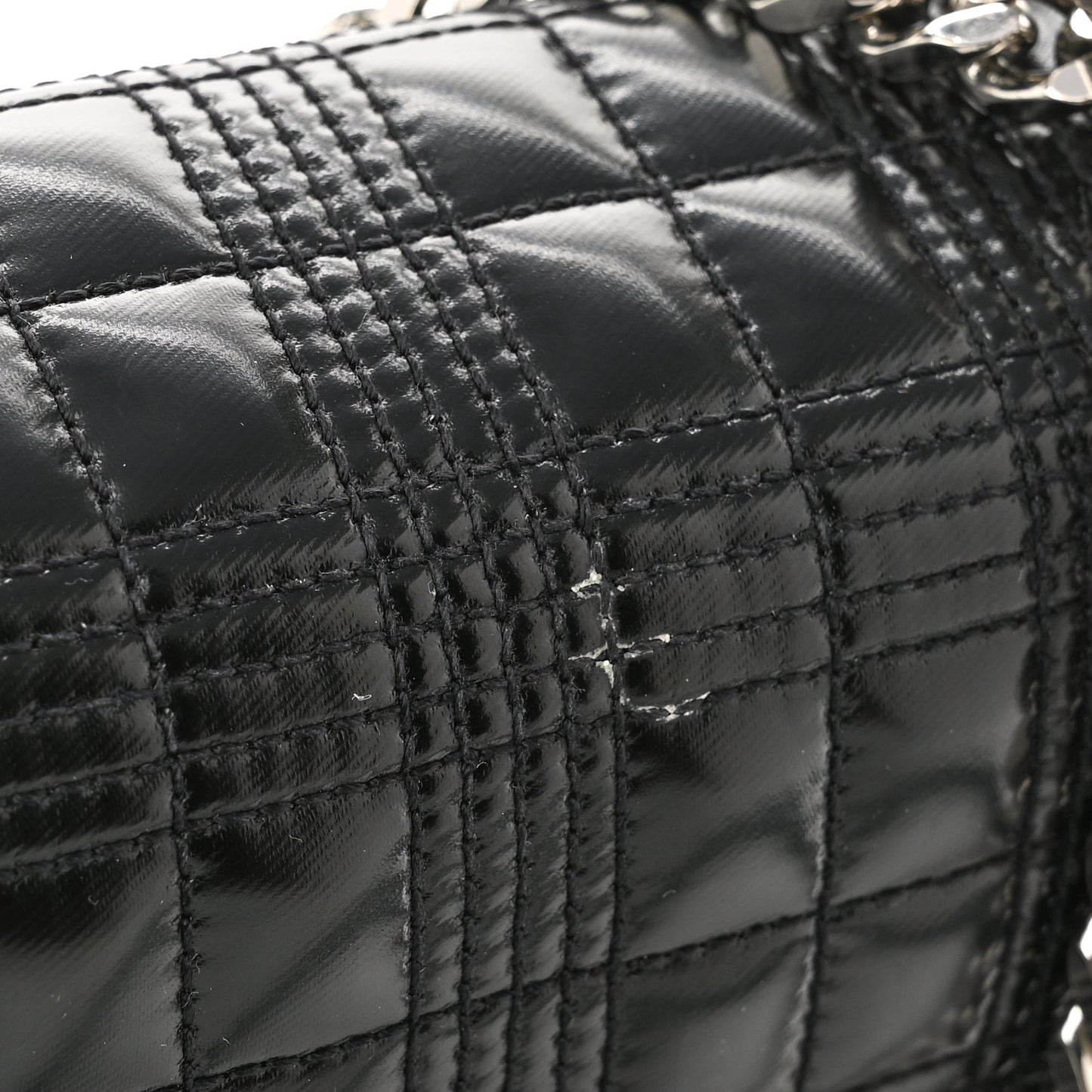 Patent Quilted Horseferry Print Small Lola Bag Black