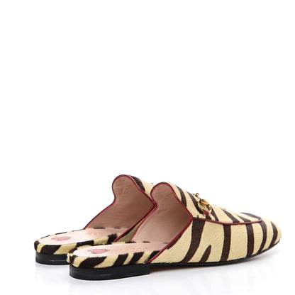 Gucci Calf Hair Tiger Print Womens Princetown Slippers 38 Natural Black Romantic Cherry 4 of 8