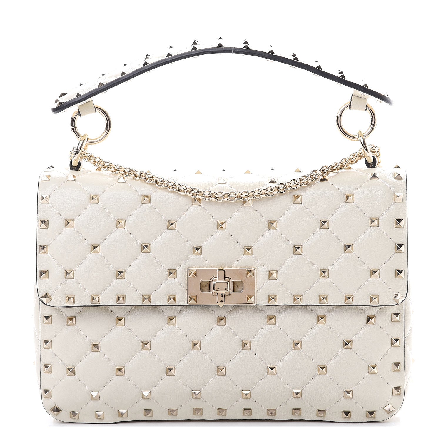 Valentino Garavani Nappa Medium Rockstud Spike Shoulder Bag White 1 of 8