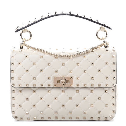 Valentino Garavani Nappa Medium Rockstud Spike Shoulder Bag White 1 of 8