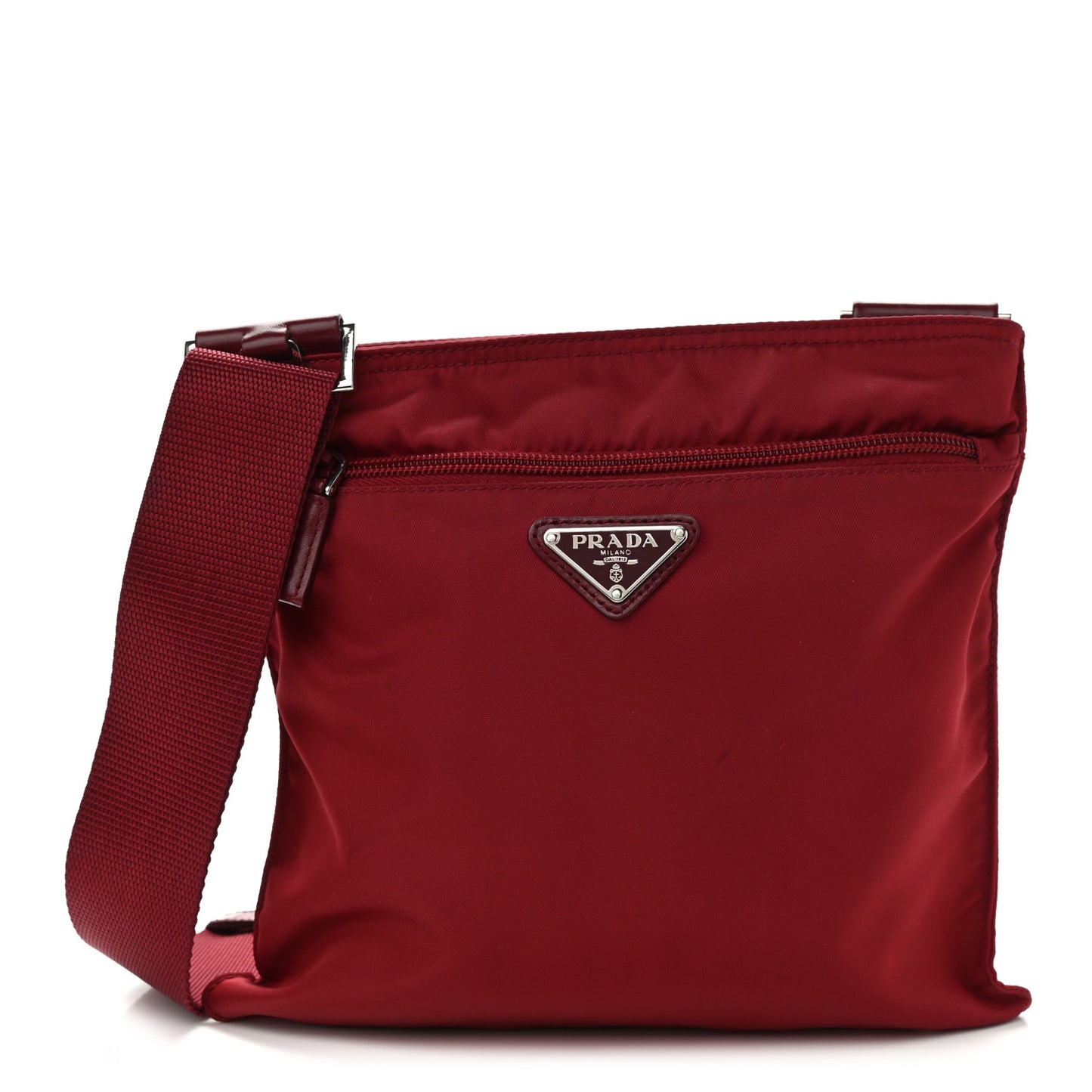 Nylon Flat Messenger Bag Cherry