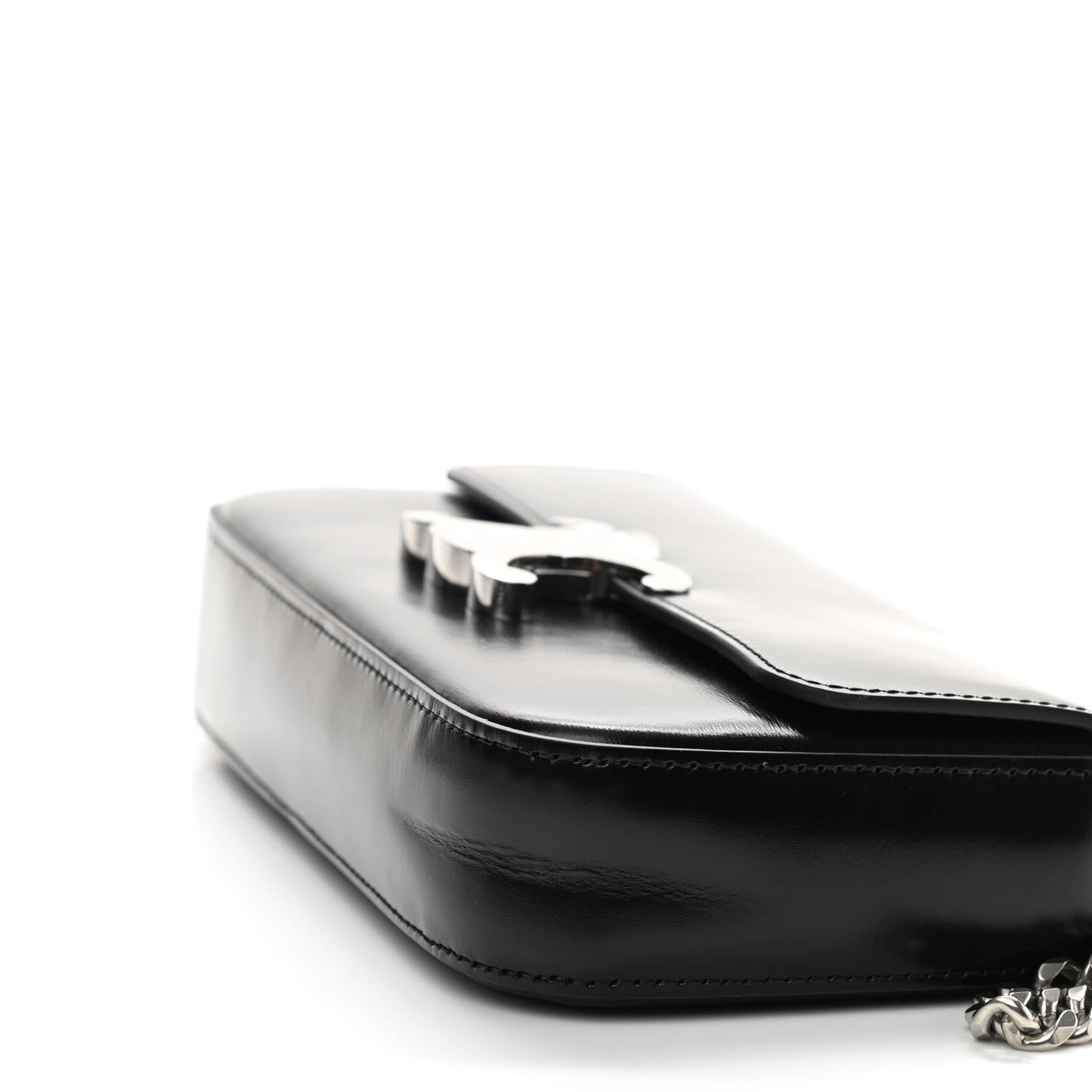 Shiny Calfskin Triomphe Chain Shoulder Bag Black