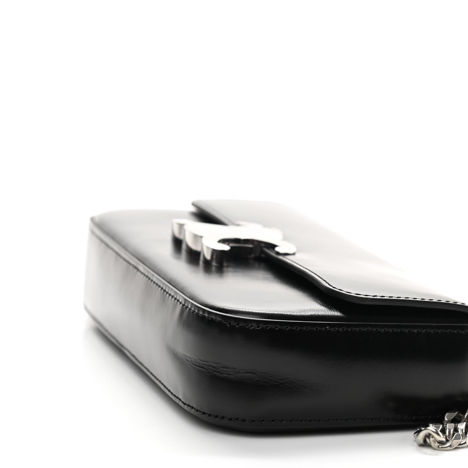 Celine Shiny Calfskin Triomphe Chain Shoulder Bag Black 10 of 10