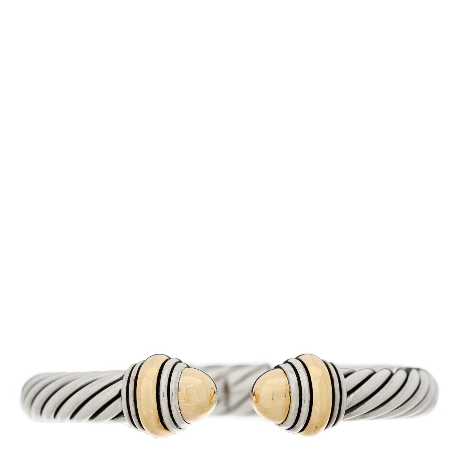 David Yurman Sterling Silver 14K Yellow Gold 10mm Cable Classics Hinged Bracelet 1 of 3