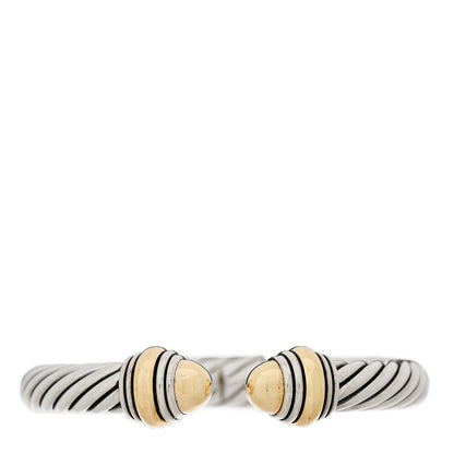 David Yurman Sterling Silver 14K Yellow Gold 10mm Cable Classics Hinged Bracelet 1 of 3