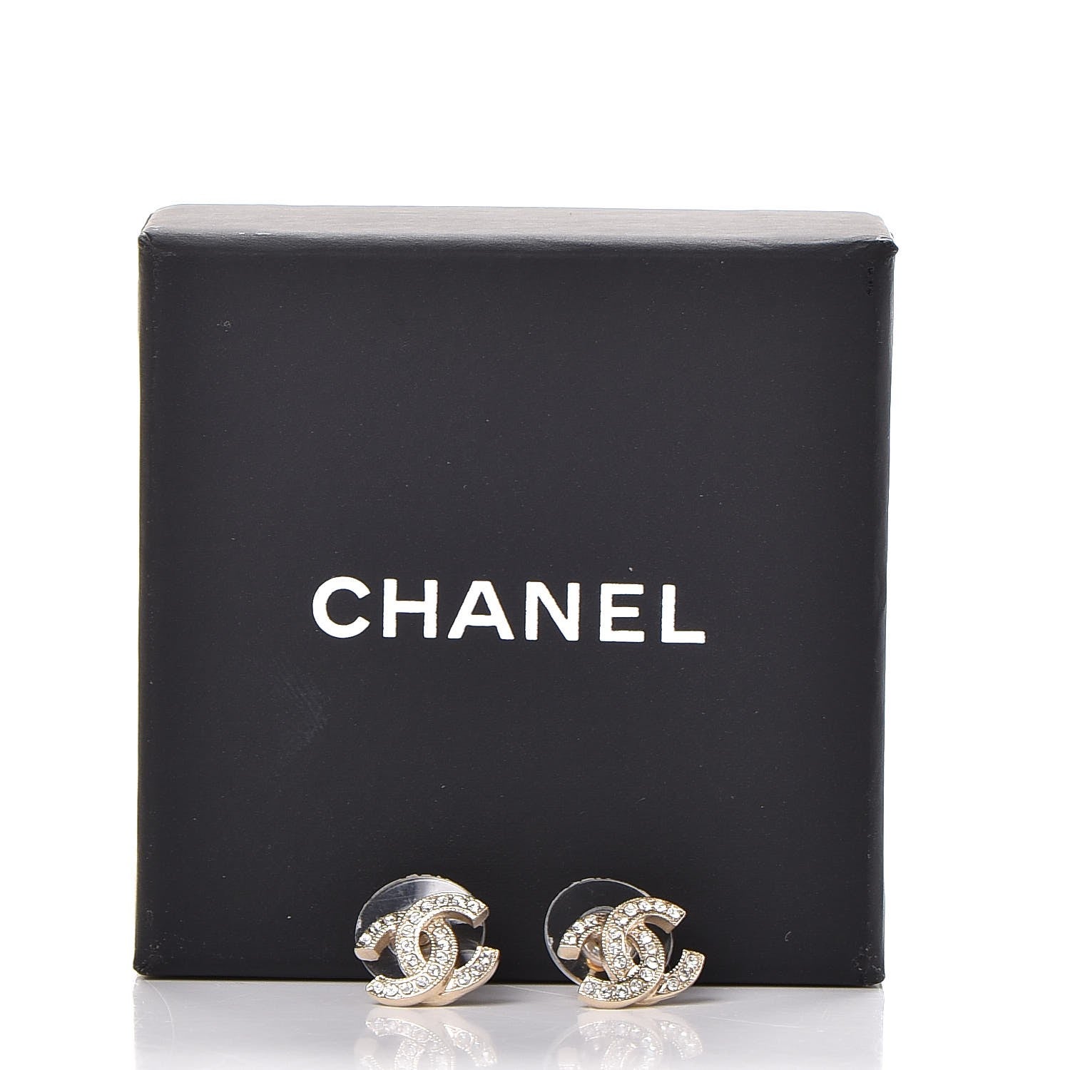 Chanel Crystal CC Earrings Gold 4 of 4