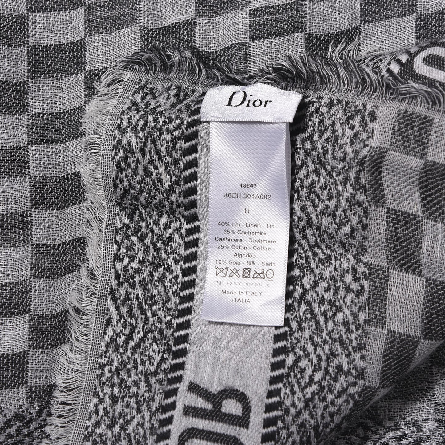 Linen Cashmere Cotton Silk Fringe Scarf Grey