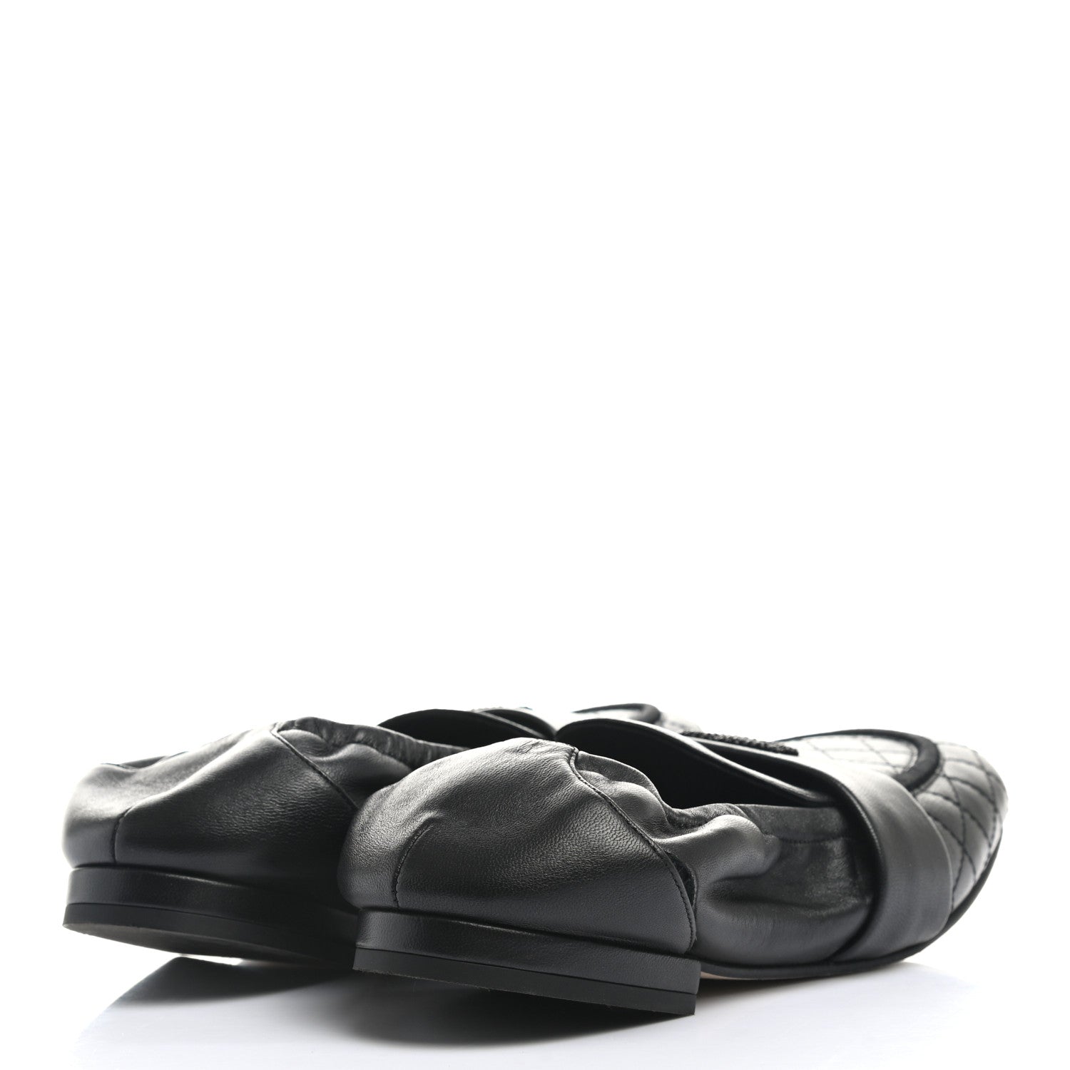Chanel Laminated Lambskin Womens Quilted Elastic CC Moccasin Loafers 36 Black 4 of 8