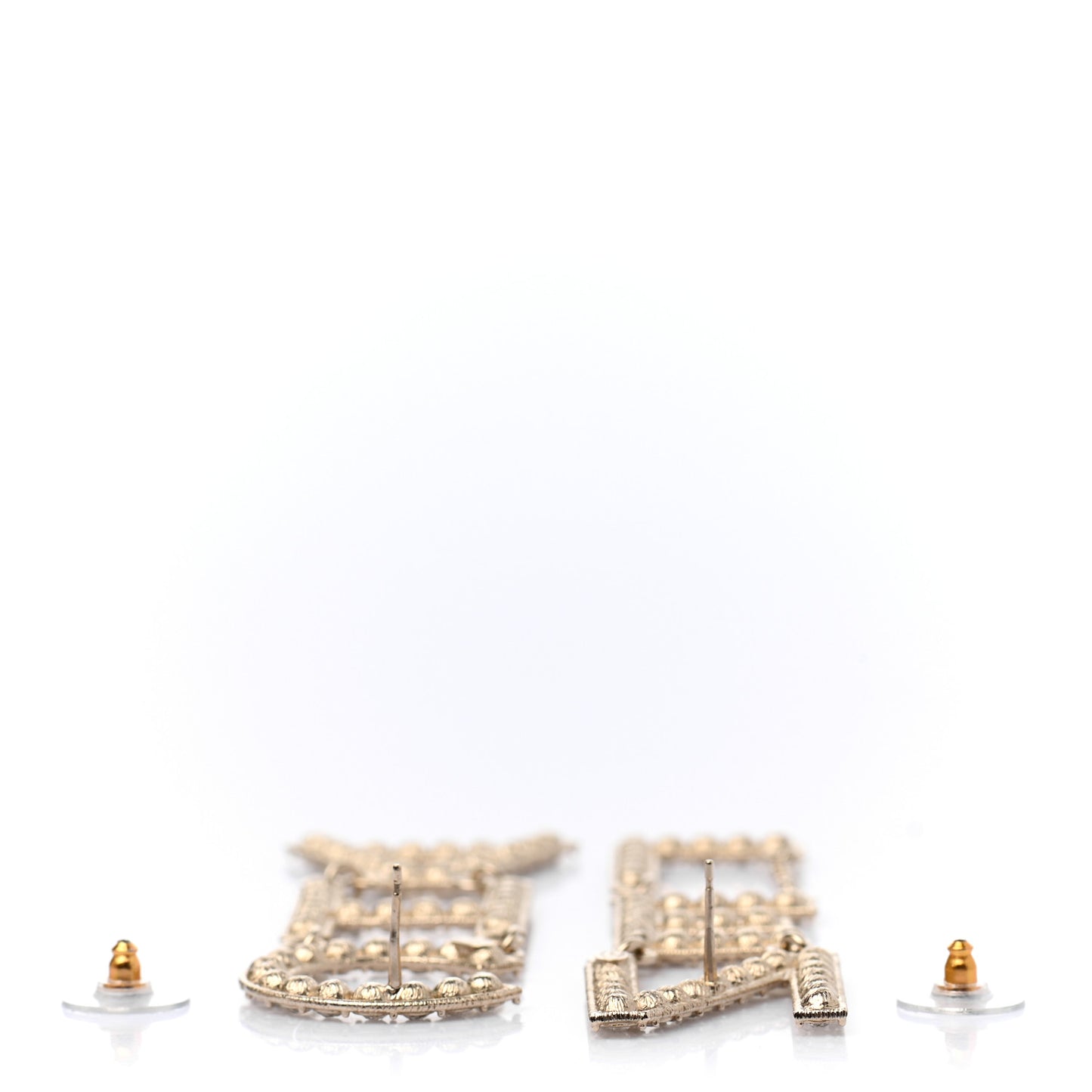 Crystal Cha-Nel Logo Drop Earrings Gold