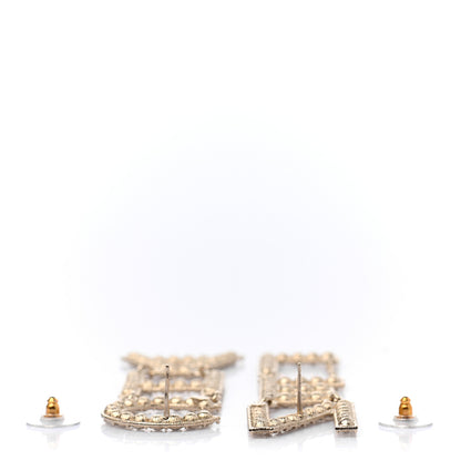 Chanel Crystal Cha-Nel Logo Drop Earrings Gold 3 of 4