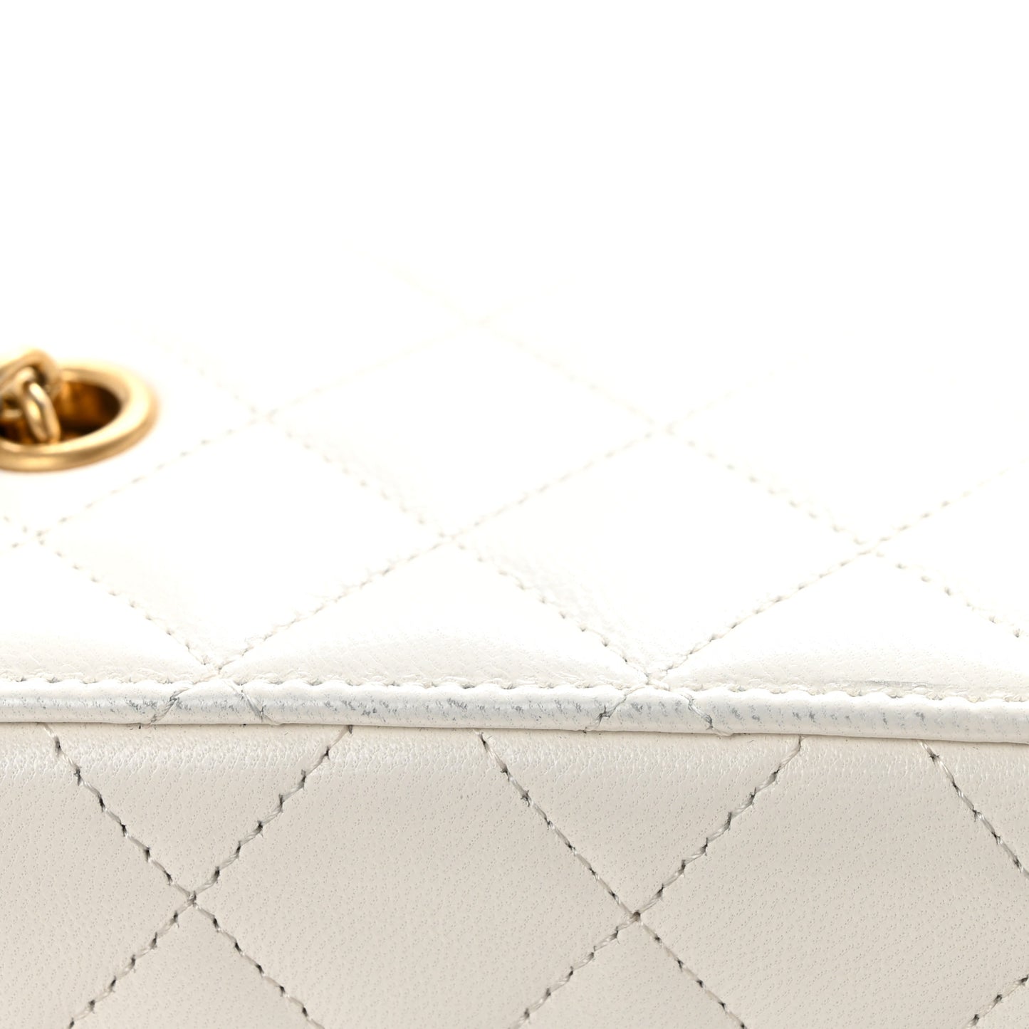Goatskin Quilted Punk Essentials Vanity Case With Chain White