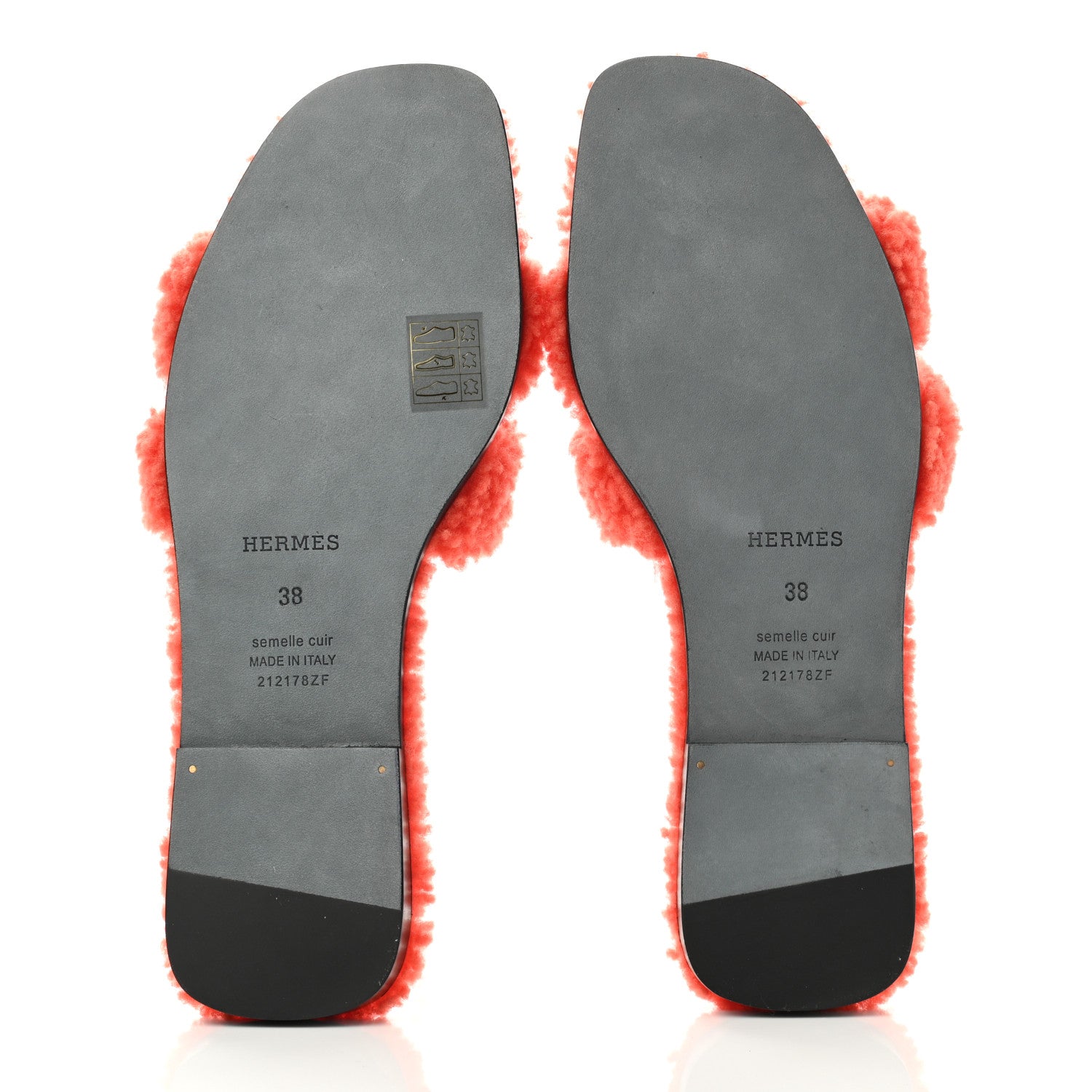Hermes Woolskin Oran Sandals 38 Orange 5 of 7