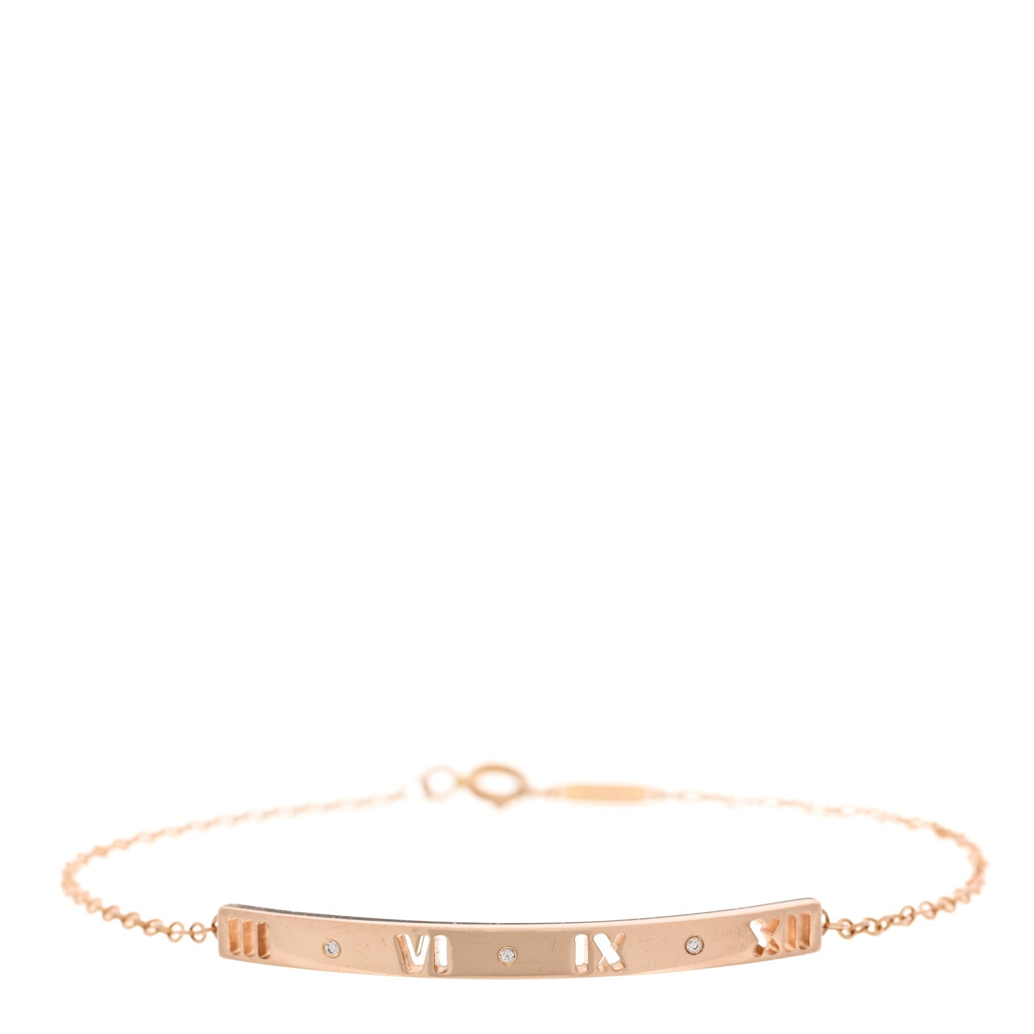 Tiffany 18K Rose Gold Diamond Atlas Bar Pierced Bracelet 1 of 3