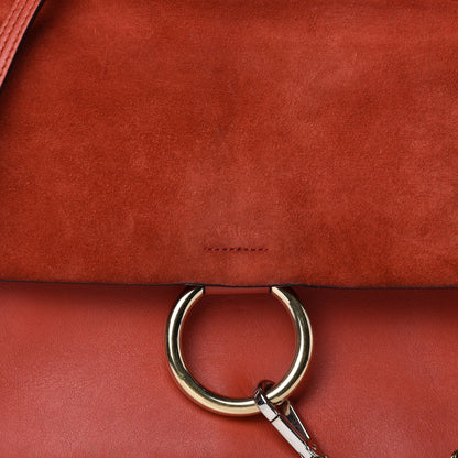 Chloe Calfskin Suede Medium Faye Shoulder Bag Sepia Red 10 of 10