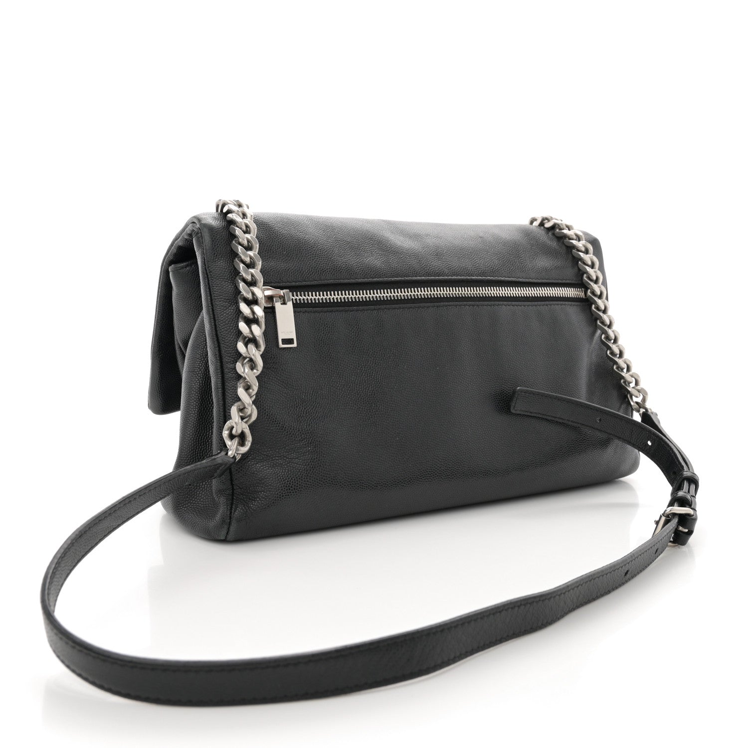 Saint Laurent Grain De Poudre Medium West Hollywood Monogram Fold-Over Black 3 of 13