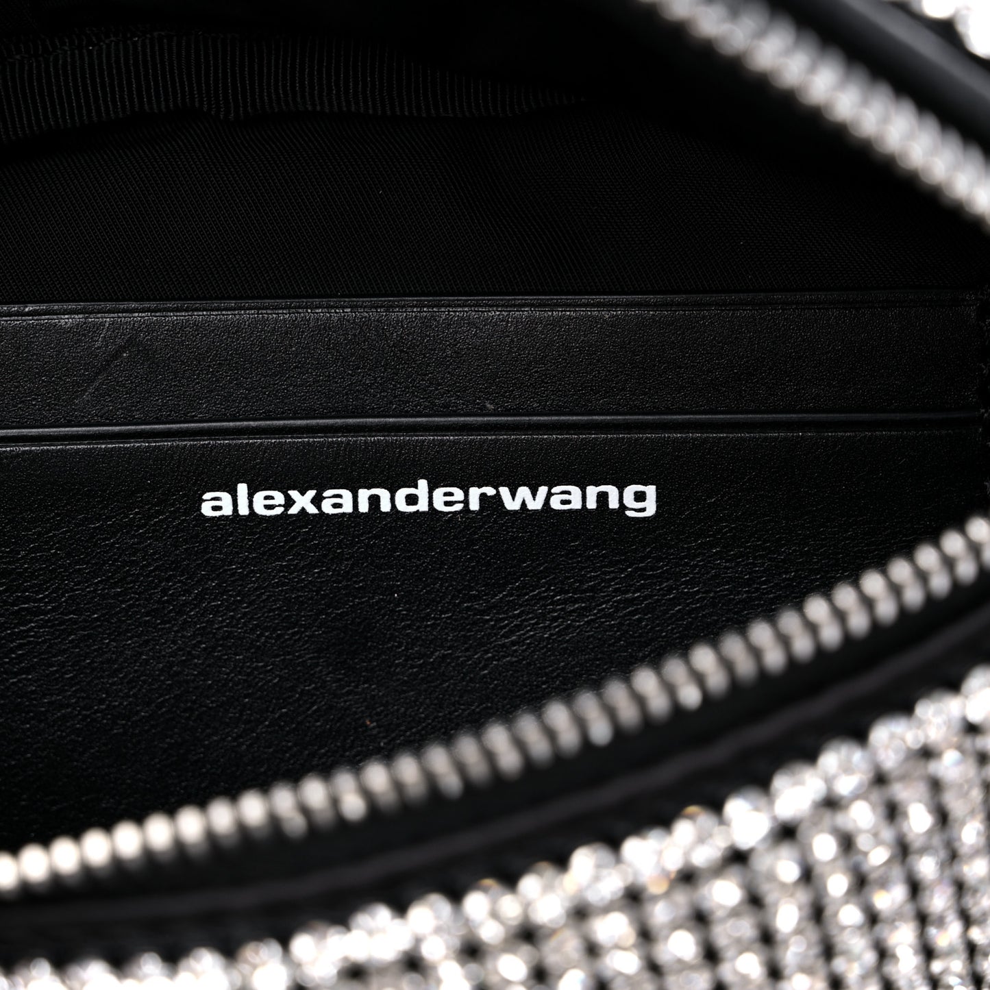 Rhinestone Mesh Mini Attica Belt Bag Black