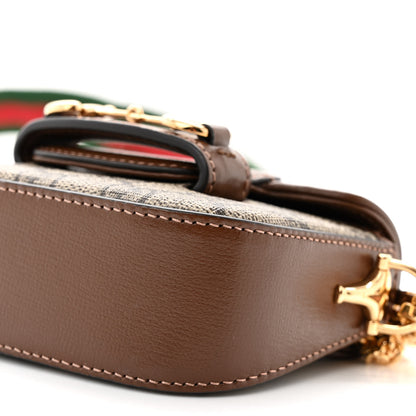 Gucci GG Supreme Monogram Azalea Calfskin Web Horsebit 1955 Wallet On Strap Beige Ebony Brown Sugar 10 of 10